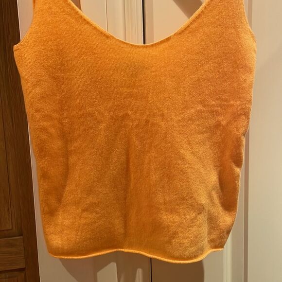 🎀 Vince 100% cashmere orange lightweight knit tank top xxs - Picture 5 of 12
